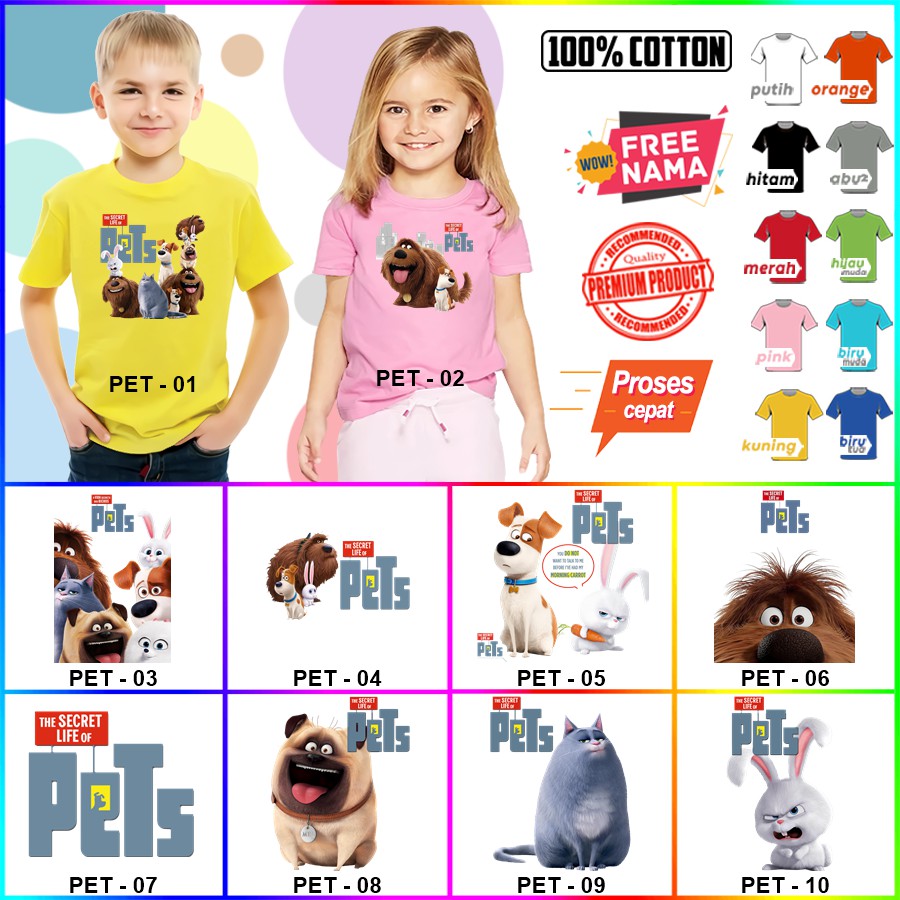 Baju Kaos ANAK DAN DEWASA PET COUPLE (FREE NAMA)