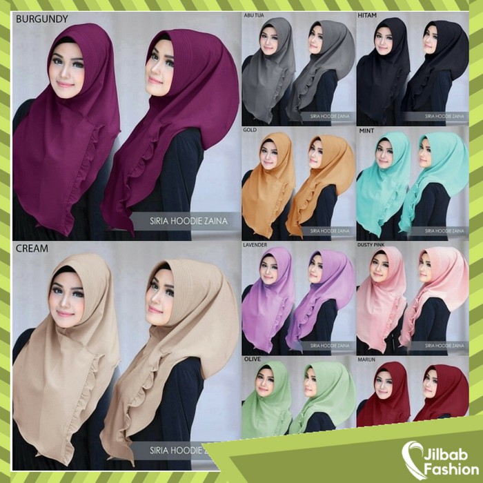 Jilbab Siria HIjab Hoodie Zaina Pashmina Hijab Instan Pakaian Wanita