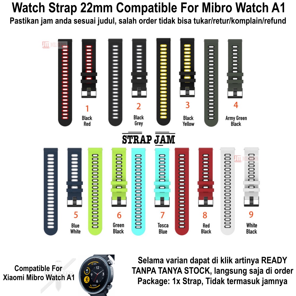 DUAL TONE Strap Mibro Watch A1 - Tali Jam Tangan 22mm Silikon Sporty Dua Warna