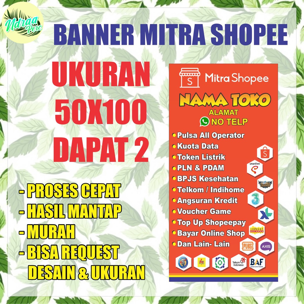 Banner Mitra Shopee Ukuran 50X100 Dapat 2 - (A3)