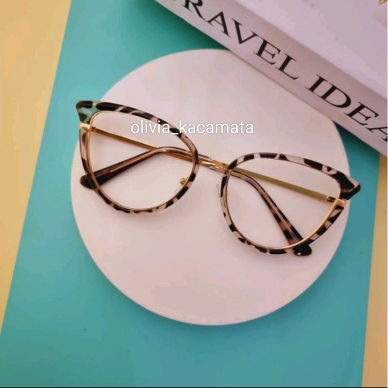 kacamata wanita cat Eye bisa normal dan minus paket lensa photocromic dan blueray frame 95303