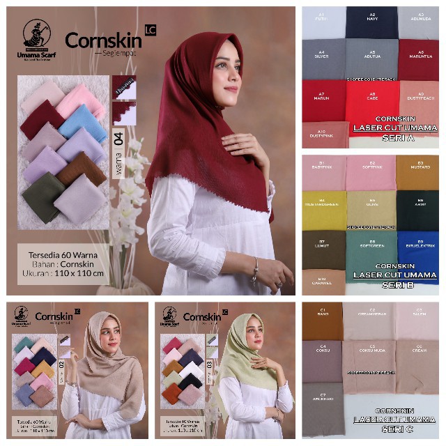 Jilbab CORNSKIN LC UMAMA - Kerudung Segi Empat Laser Cut by BNSby Aira