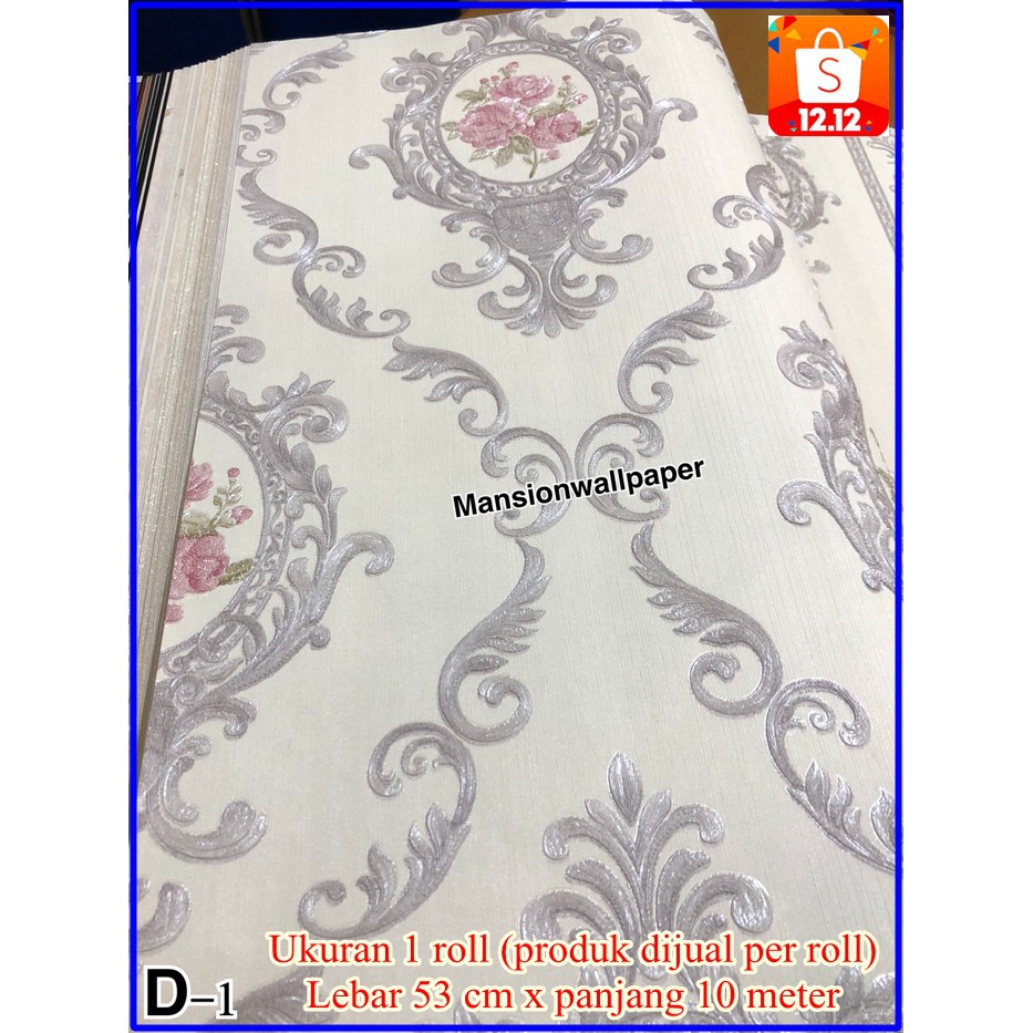 NEW, Wallpaper Klasik Elegant, Wallpaper Dinding Motif Timbul, Dekorasi Rumah Mewah Cantik