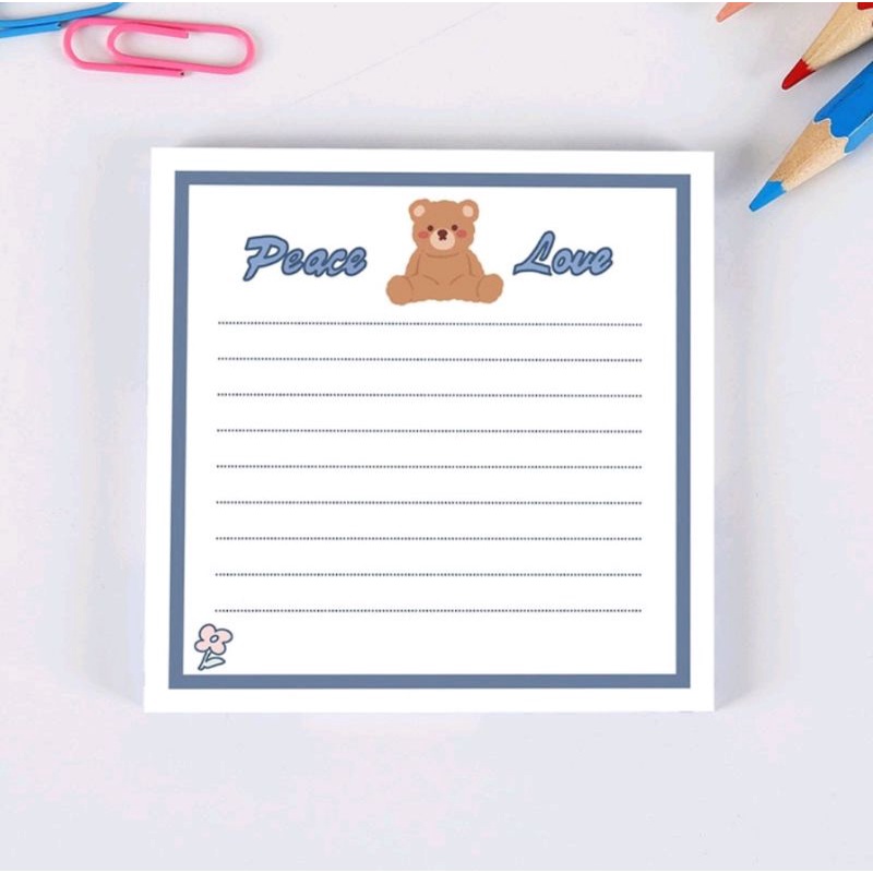 

25 Lembar Sticky Note Gambar Beruang Untuk Kantor / Sekolah