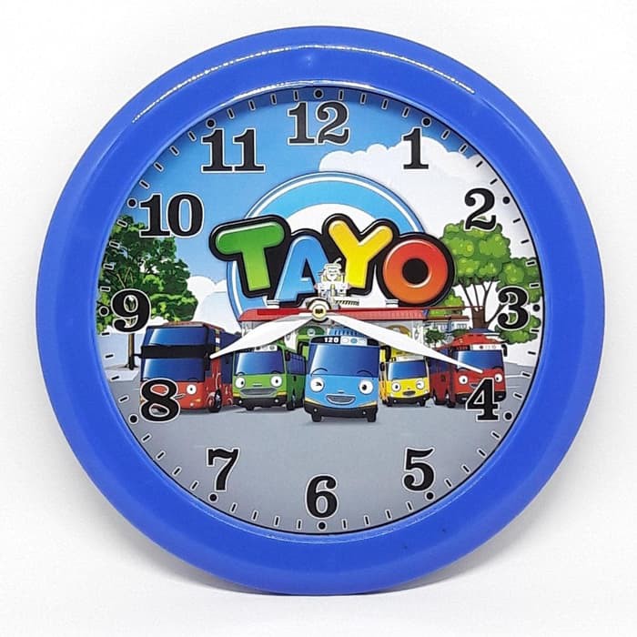 GRATIS BUBBLE WRAP + DUS - Jam Dinding Tayo / Kartun Bus Mobil Cartoon Wall Clock [750 GRAM]