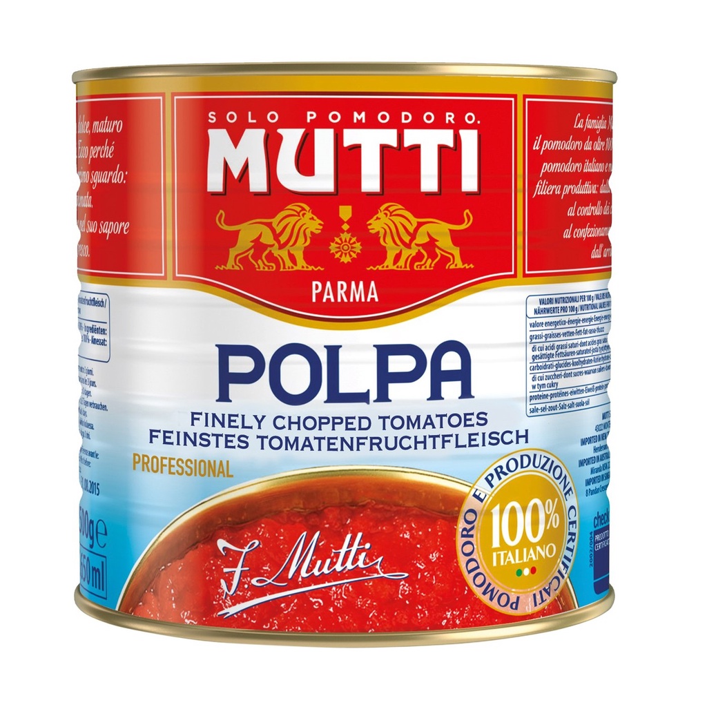 

tomat cincang chopped tomatoes mutti polpa 2500 2.5 kg