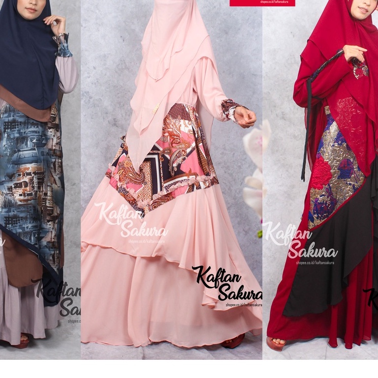 Baju Gamis Wanita Muslim Syari Gamis Set Khimar Terbaru Mewah Premium untuk Pesta Kondangan Lebaran 2022