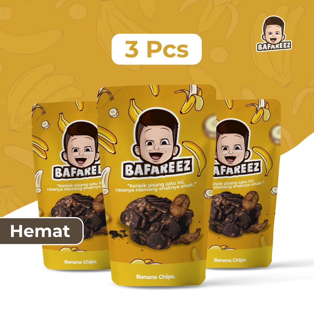 

Keripik Pisang Rasa Cokelat - Paket Nongkrong 3pcs Bafareez Chips Coklat Bumbu Tebal dan Renyah
