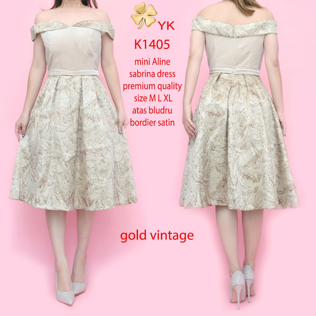 dress warna merah gold
