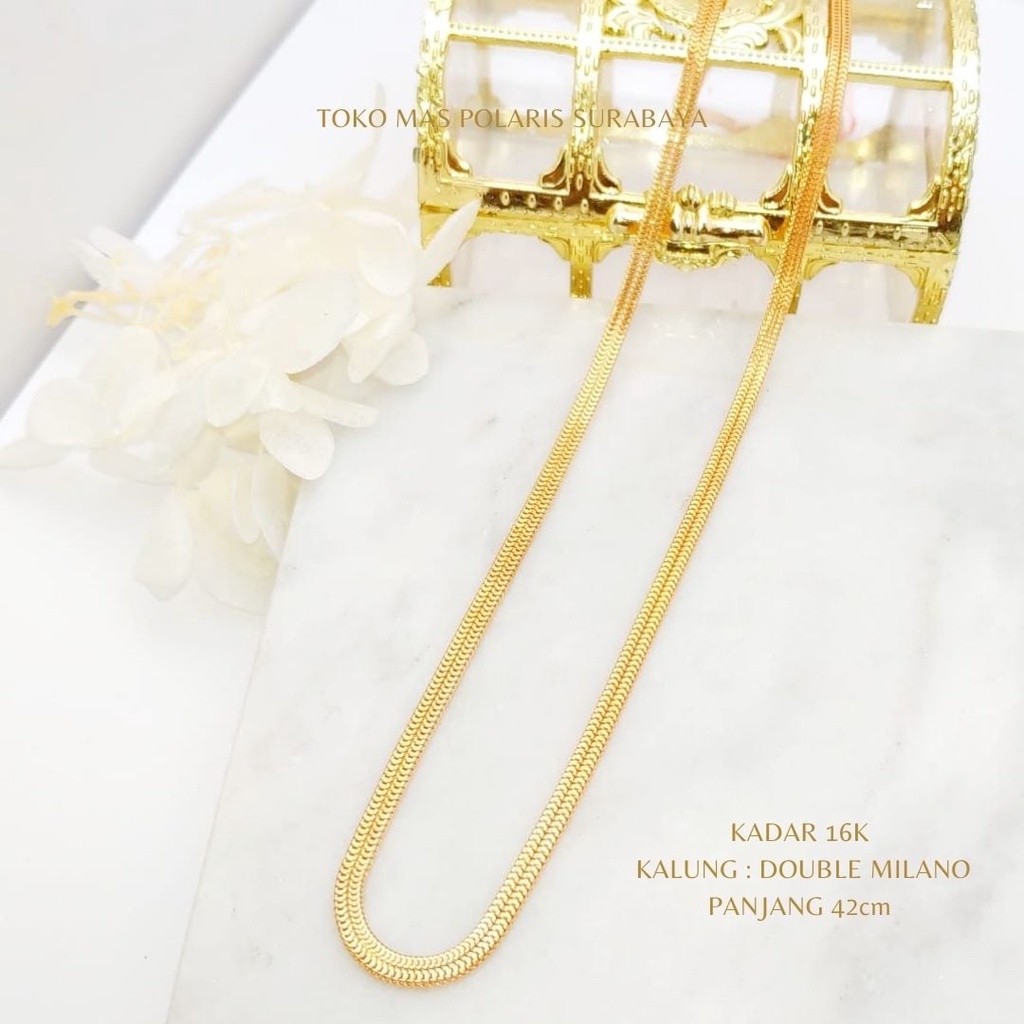 Kalung Double Milano Perhiasan Emas Kuning kadar 700 16K 17K KL700|06930|46 KL6A