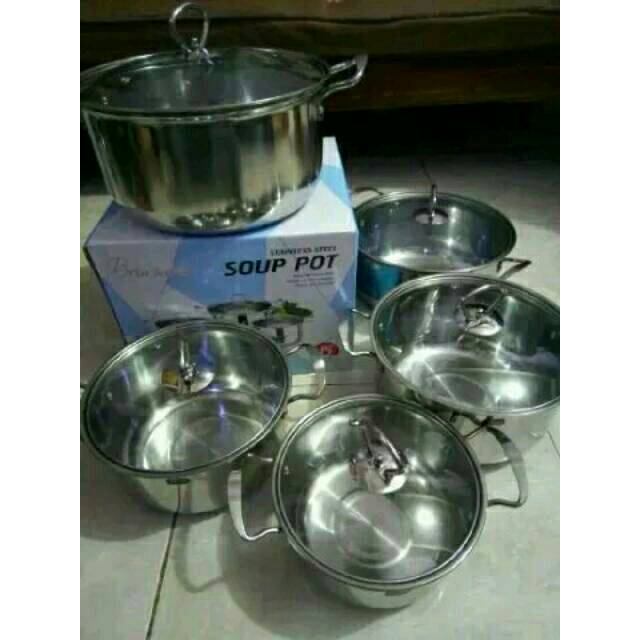 Panci Set Soup Pot 10pcs Tutup Kaca