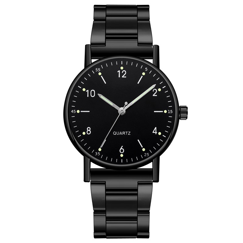 Jam Tangan Analog Strap Stainless Steel Casual Quartz Unisex Fashion Watch Analog Import-45-6 Hitam Hitam