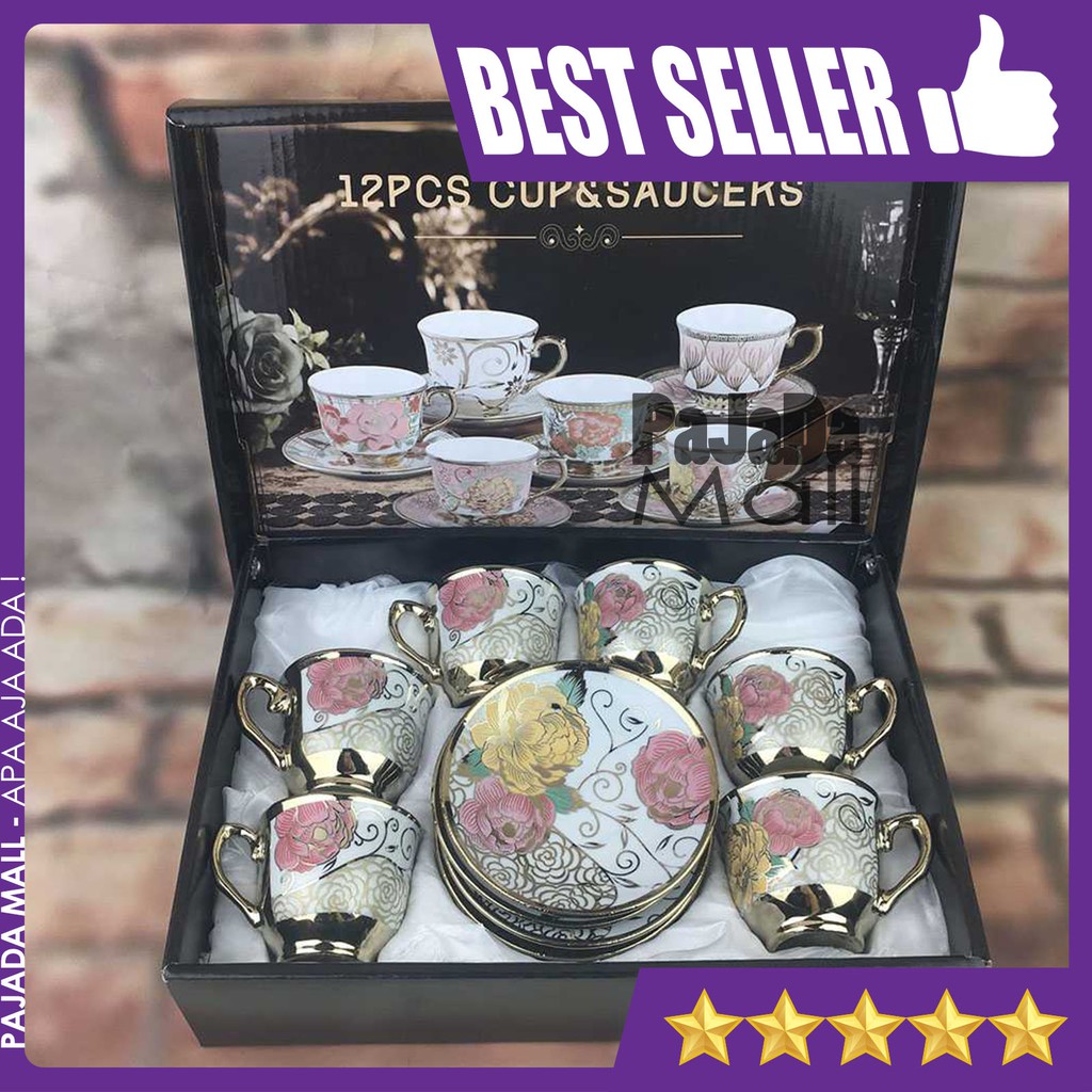 Cangkir Tea Set Motif Klasik -  Set Cangkir Keramik European Style
