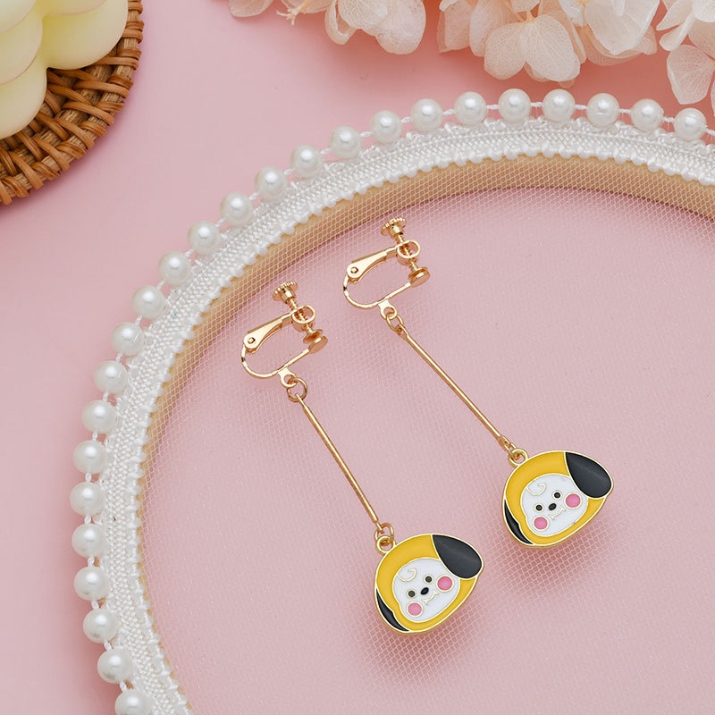 XiaoboACC Anting Tusuk Silver S925 Desain Kartun BTS Aksesoris Wanita