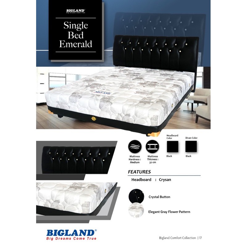 spring bed set bigland single bed emerald promo ready makassar murah kasur matras springbed garansi