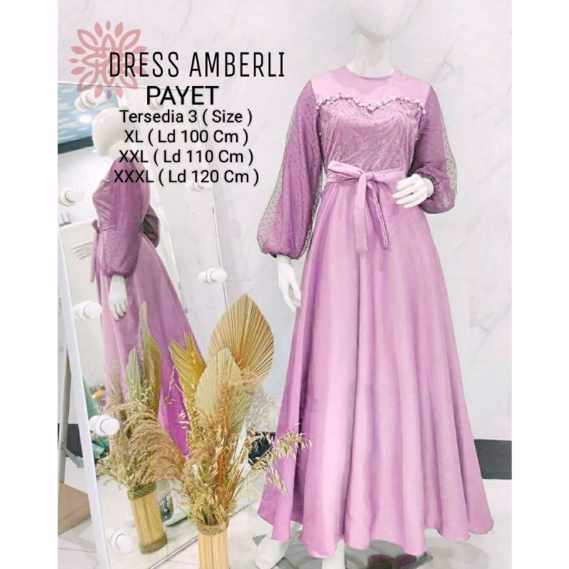 COD☑️PRODUK TERBARU/PAKAIAN GAMIS TERBARU/MAXI AMBERLI DRESS 3 SIZE XL-XXL-XXXL/MATT MOSCREPE MIX TILLE DAN BROKAT/PAKAIN MUSLIM TERBARU/PAKAIAN GAMIS TERBARU/GOOD QUALITY