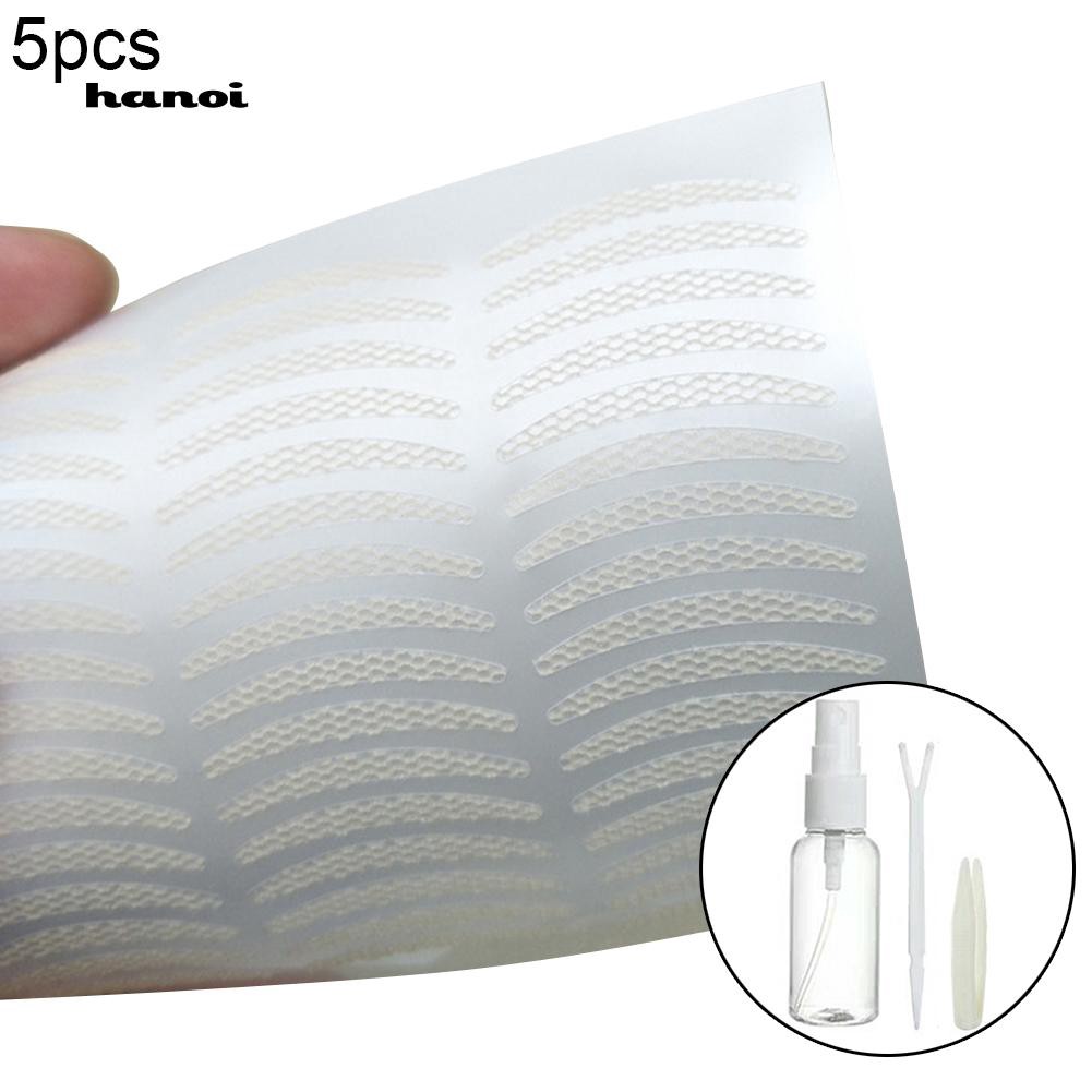 HN❤5Sheets Invisible Double Eyelid Tape Adhesive Sticker with Tweezers Spray Bottle