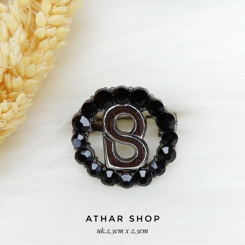 Bros B/bross signature branded import premium/brooch button/Bros hijab Athar shop scarve/Bros dada-Bulat 003 hitam