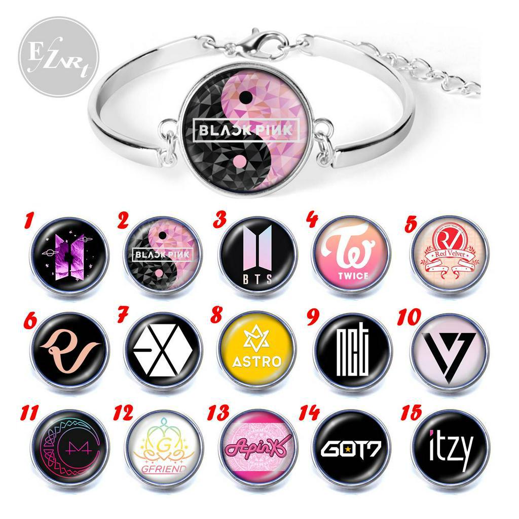 GELANG BANGLE EDISI K-POP LOGO: BTS, BLACKPINK, TWICE, RV, EXO, GOT7, NCT, GFRIEND, APINK, ASTRO DLL