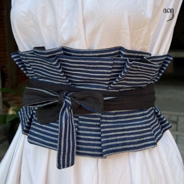 obi ruffle two colour / obi belt / ikat pinggang obi stripe / obi belt garis