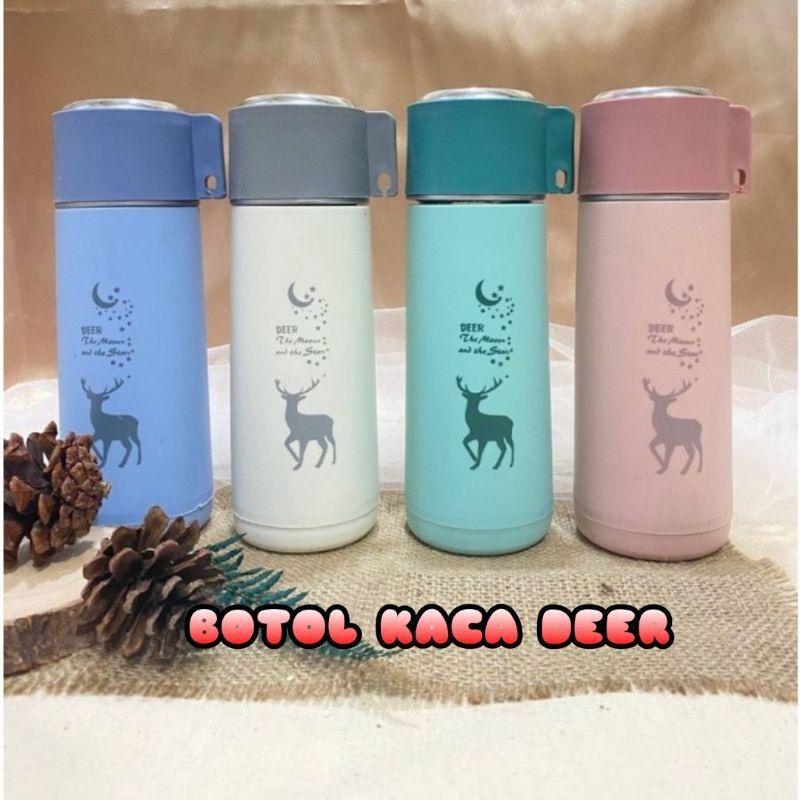 Botol Minum Kaca motif Rusa