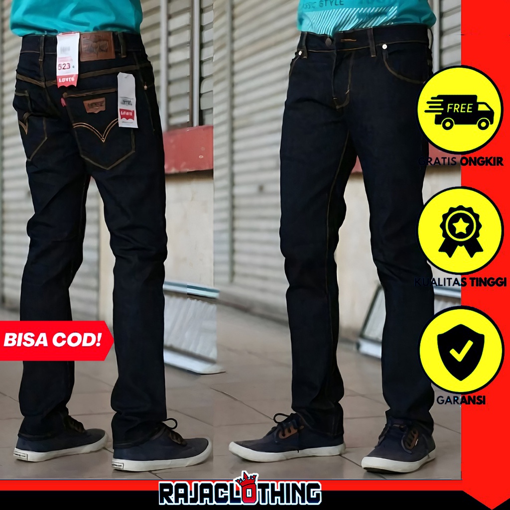 RCL - Celana Jeans Pria Pensil Stecth Slimfit Blue Black / Celana Jeans Pensil Skinny Bahan Melar Slim Fit Pria Premium Lepis Size 27-34