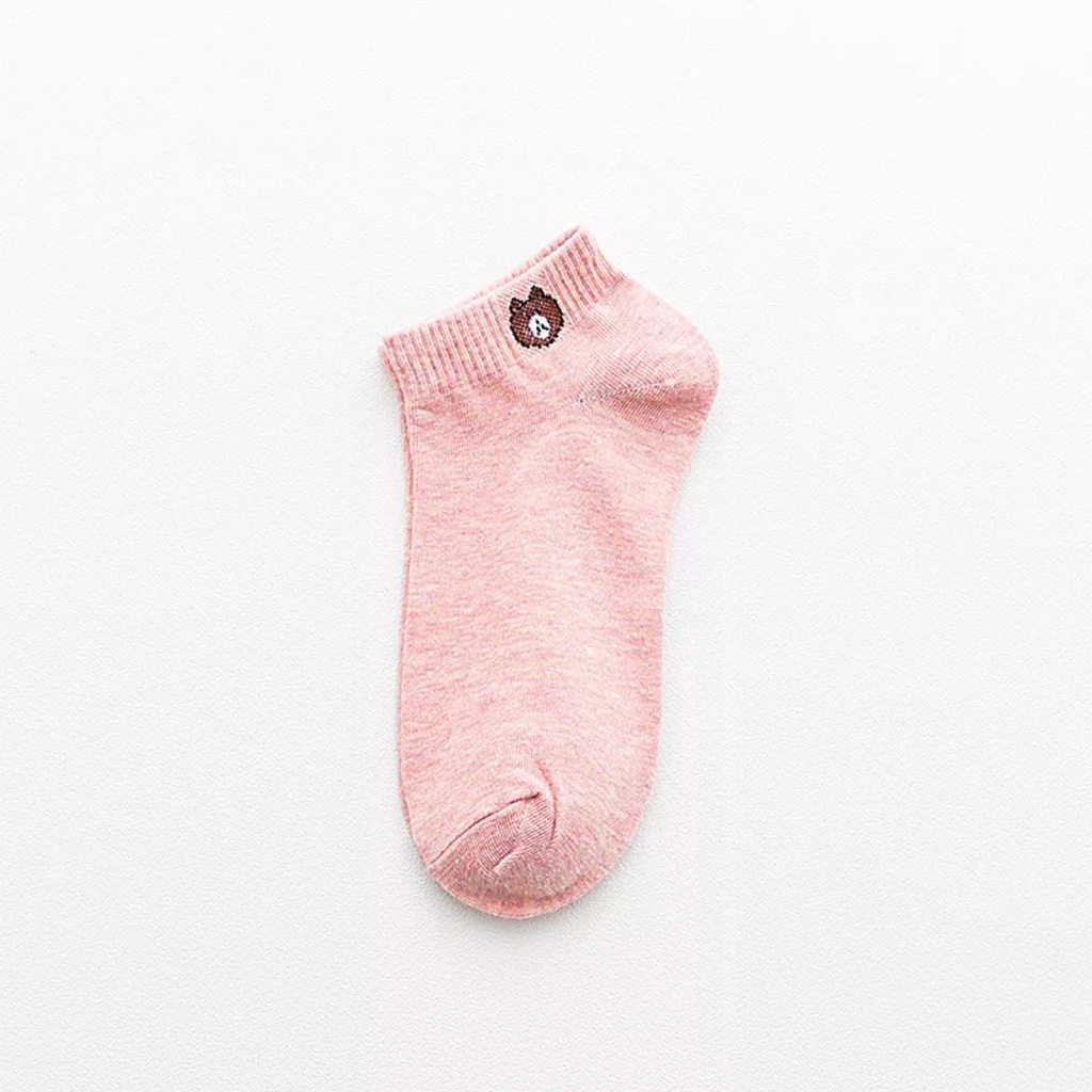 ❄ TMALL ❄ R109 K010 Kaos Kaki Fashion Unisex Motif Beruang Brown Wanita Pria Murah Import-MOTIF 1 PINK