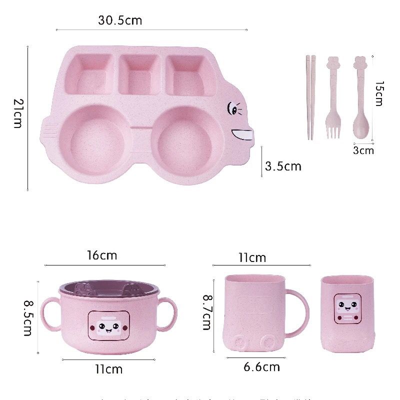 SET Tempat Makan Anak Gambar Bus Mobil Perlengkapan Makan Anak Lucu SET Tableware Anak Murah Import