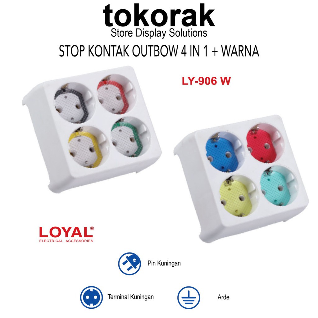 STOP KONTAK OB 4 IN 1 LUBANG WARNA LY-906 W LOYAL ARDE STEKER COLOKAN