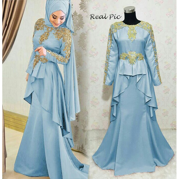 GAMIS PESTA RIANA BIRU MUDA