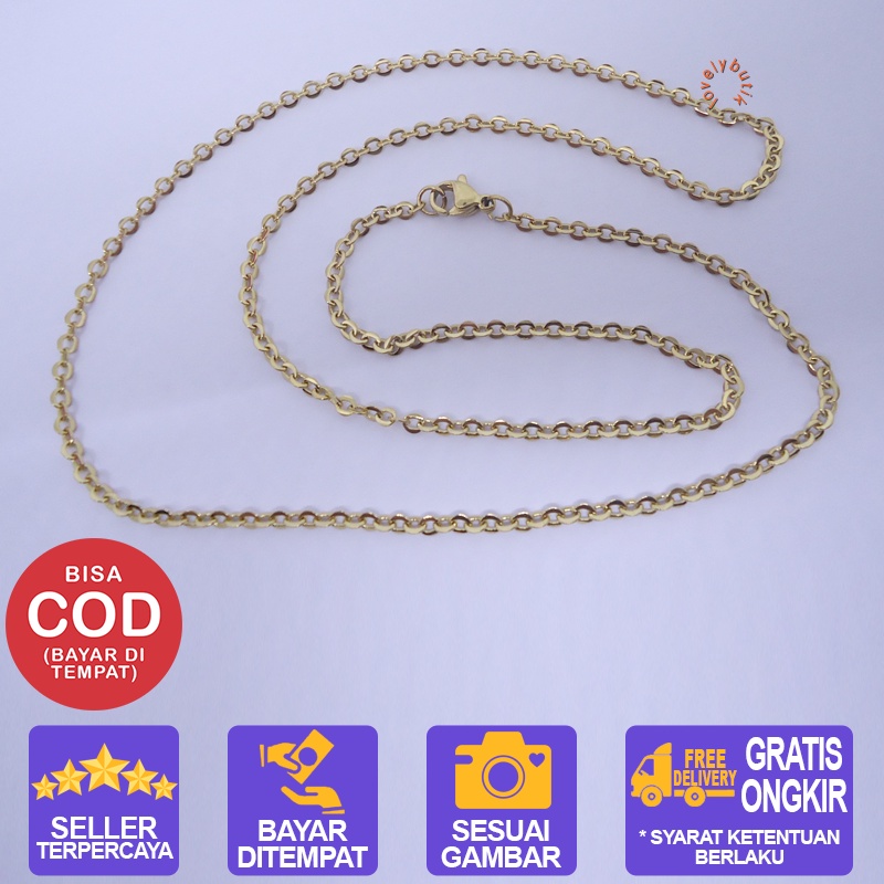 Lovelybutik Rantai Kalung Titanium Anti Karat Rantai Kalung Titanium Nori Ukuran 60 cm