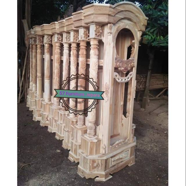 Lemari jam hias/ pajangan ukir mentahan - Jam Masjid besar kayu jati Jepara