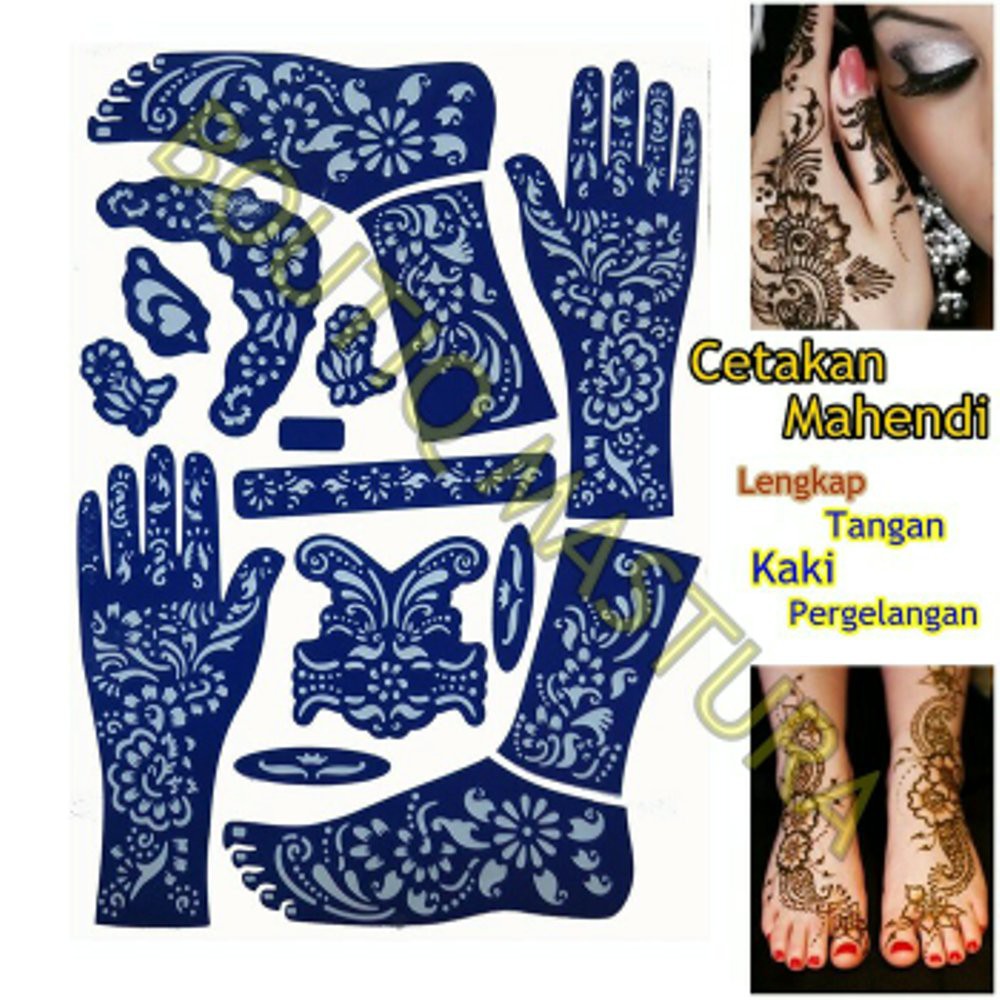 Jual Cetakan Henna Mahendi 1 Set Tangan Dan Kaki Diskon Shopee