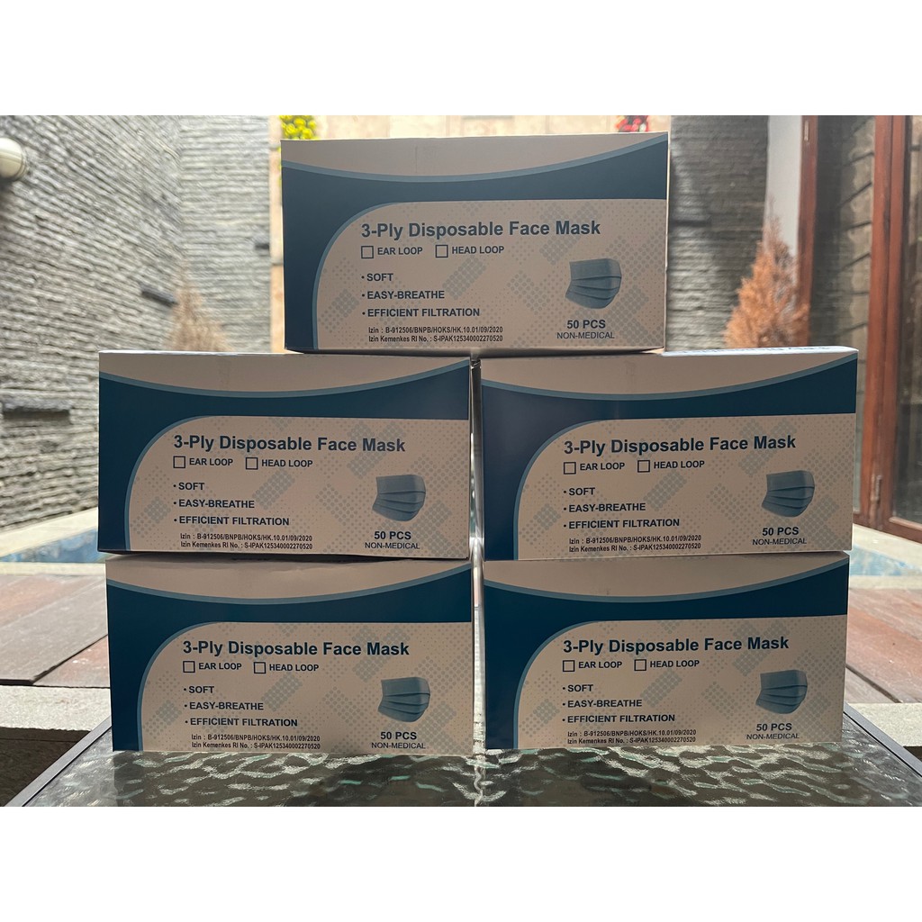 ☘️Yuri Kosmetik☘️ Masker 3Ply Murah Standard (+-110gram) dan Tebal (+-160gram) - 50pcs/box