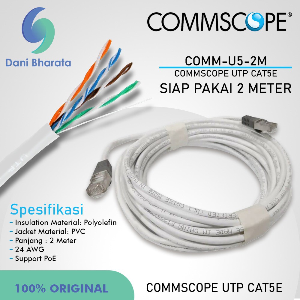 Kabel LAN UTP CAT5e AMP Commscope 2m Kabel UTP CAT 5e 2 Meter Original