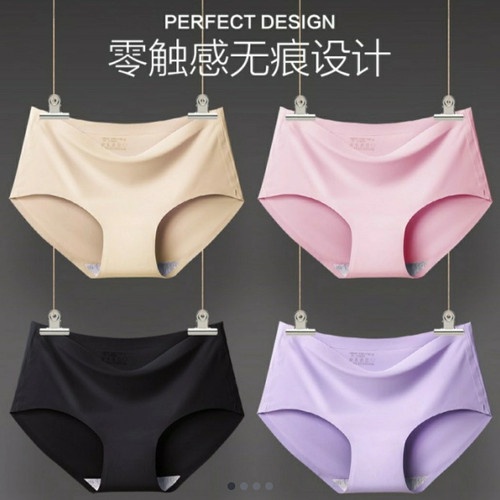 [4 pcs] Genie Seamless Panties Celana Dalam Underwear Wanita 1 Box Isi 4 Pcs Warna Cream Hitam Pink Ungu