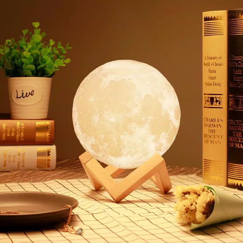 Lampu Tidur 3D Bulan Warna Dekorasi Hiasan Rumah / Lampu Bola Moon light Pajangan Rumah Dan cafe