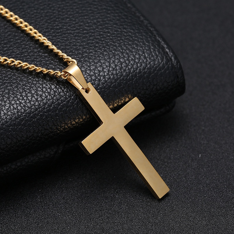 Kalung Rantai Dengan Liontin Salib Gaya Hip Hop Sexy Untuk Pria / Wanita