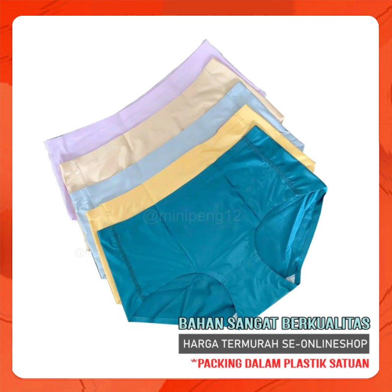 Celana Dalam Brief Seamless Breathable Mid Waist CD Ice Silk Lembut Wanita Import Murah