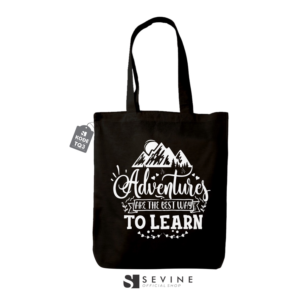 Sevine Totebag Tas Wanita Tote bag Resleting Girl Quotes Black Series Hitam - TQ3