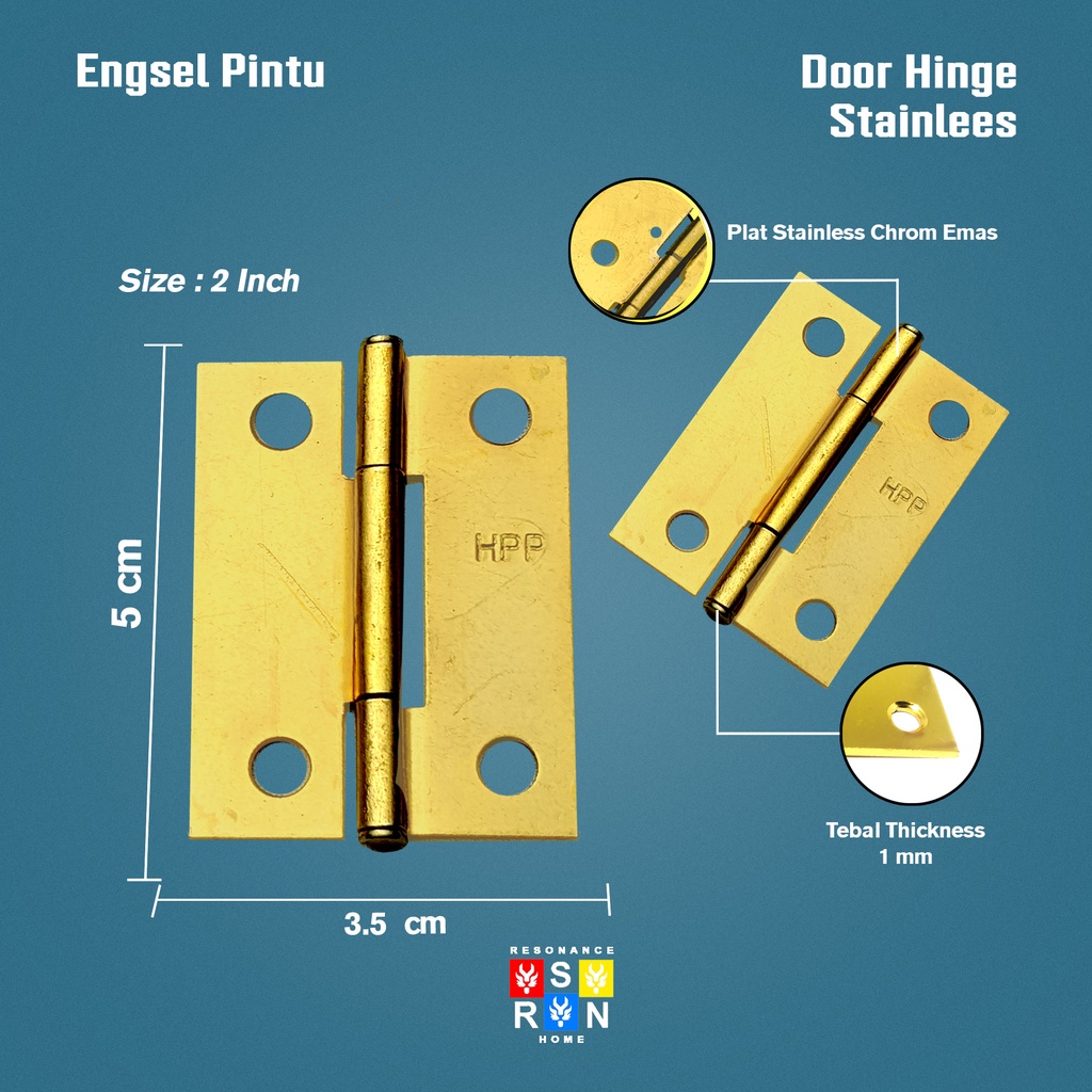 Engsel Kupu Plat Besi Kuning 2 Inci Resonance Home