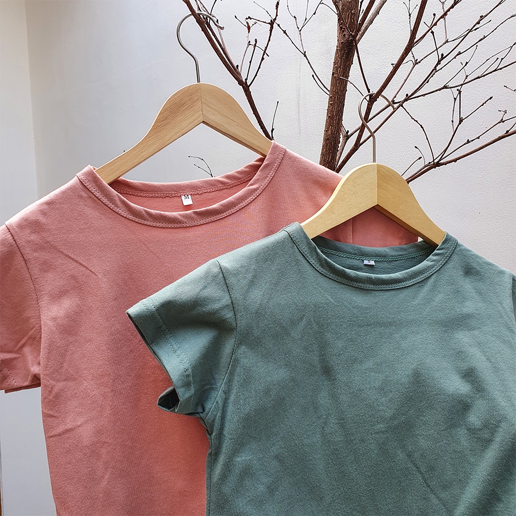 Crop Top T-Shirt Wanita kaos Kerah Bulat NR