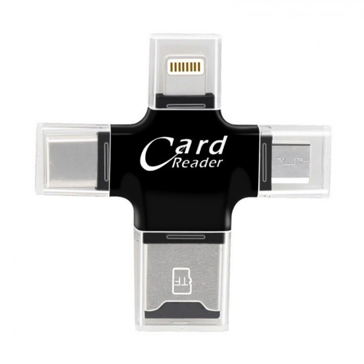 iDragon R006 4 in 1 Card Reader Multi Function Lightning Type-C Micro USB TF Card OTG Card Reader