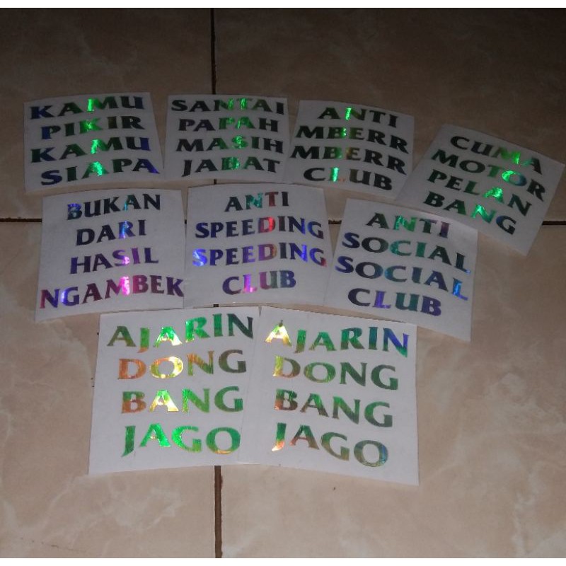 

Custom Cutting Sticker Hologram Model ASSC "Ajarin Dong Bang Jago" Kekinian Murah Kualitas Premium!