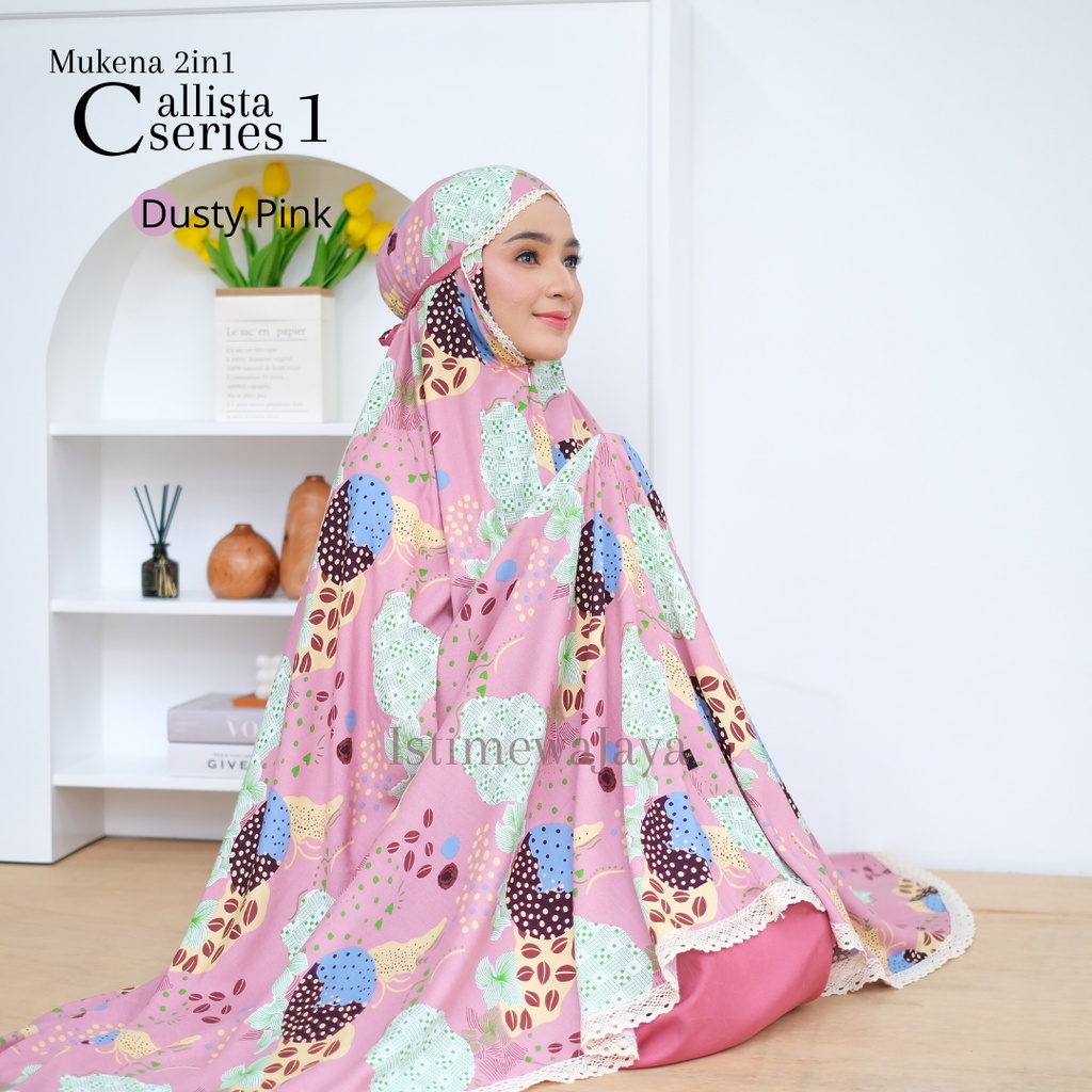 Mukena 2in1 Callista Premium Travelling || Mukena katun rayon Premium 2in1 Motif Bagus