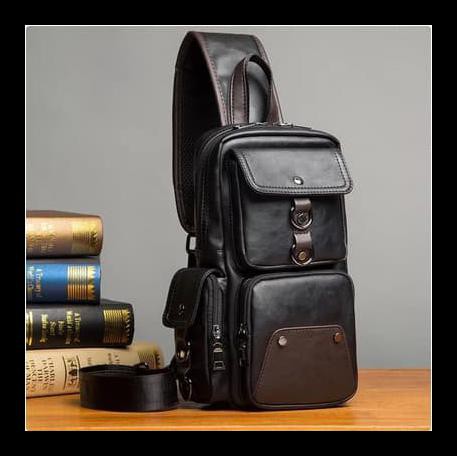 Tas Selempang Pria Kulit 9852 - Hitam
