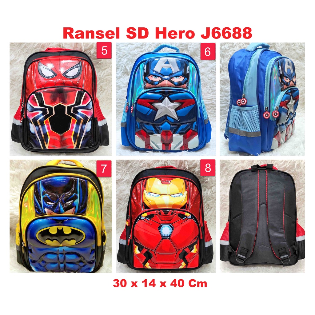 Tas ransel sekolah anak SD BATMAN CAPTAIN SPIDERMAN IRONMAN backpack for school boy toko asemka