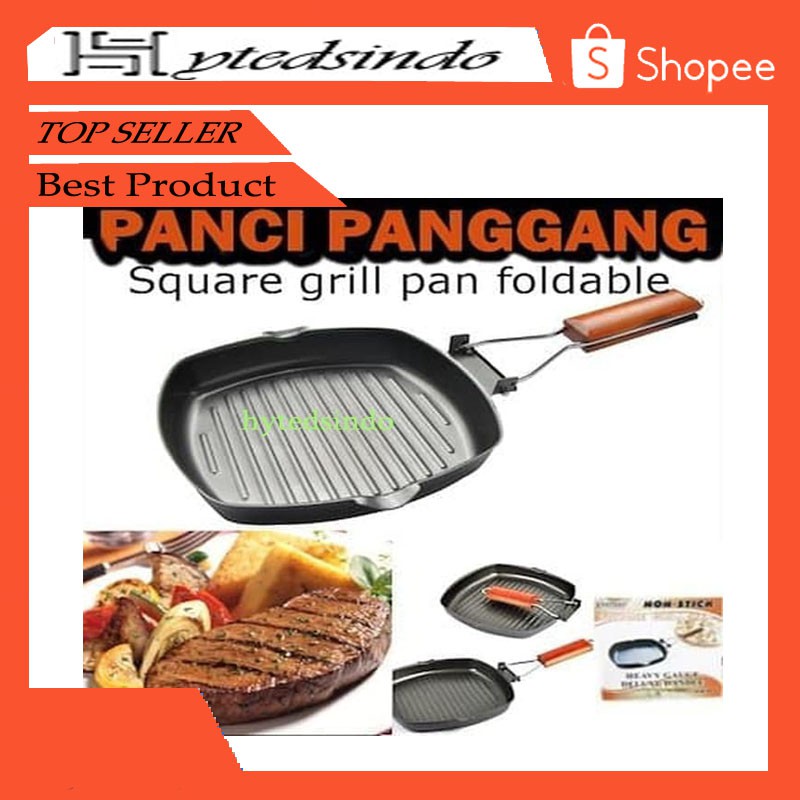 Square Grill Pan 24 Cm Teflon Wajan BBQ Bakaran Sate Serbaguna | Shopee