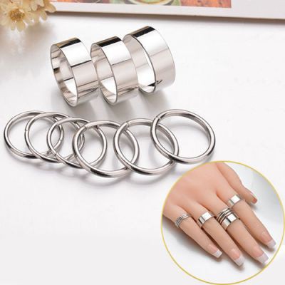 Cincin Fashion Korea Set dengan Model tumpuk untuk Semua jari