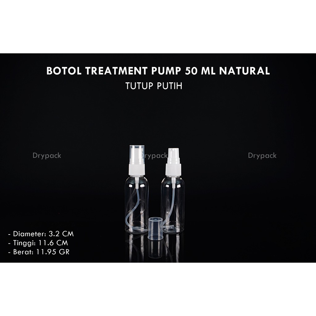 Botol Treatment 50 ml Natural Tutup Putih